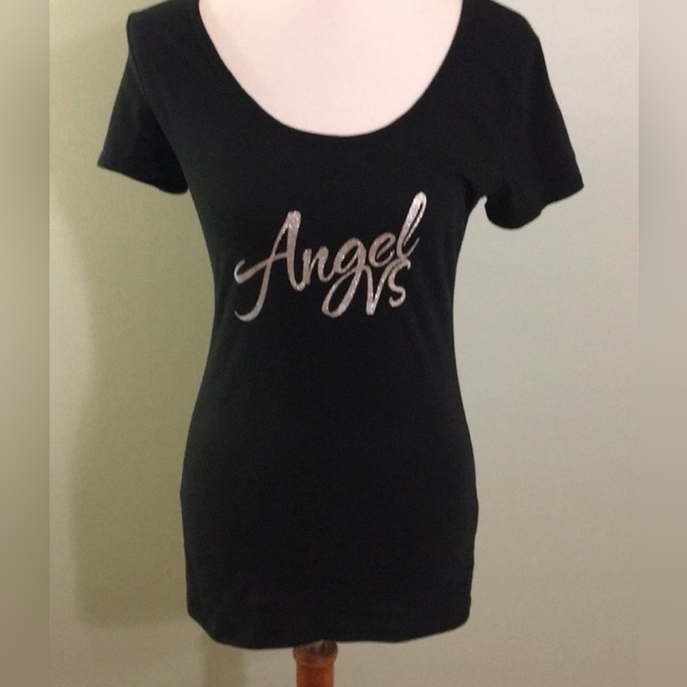 Victoria’s Secret Black Bling Angel T Tee Tshirt Medium